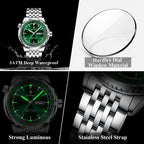 POEDAGAR Luxury Watch For Man Stainless Steel Date Week Quartz Men Clock Waterproof Luminous Military High Quality Men's Watches