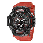 SMAEL 8079 Men's Army Green Analog Digital Dual Display Watch - 50M Waterproof LED Backlight Alarm Chronograph