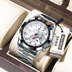 POEDAGAR Business Military Men Clock Waterproof Luminous Calendar Man Wristwatch Stainless Steel Quartz Men's Watches Male Reloj
