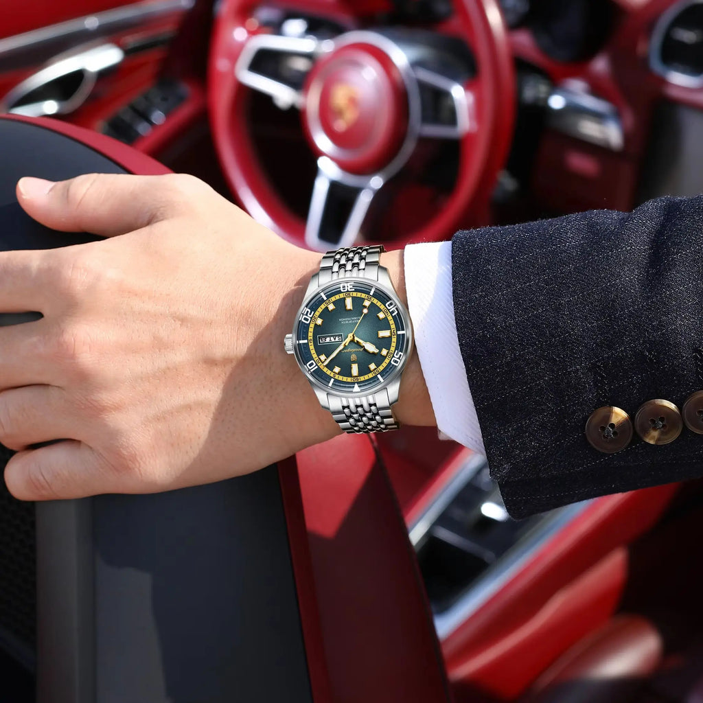 Men's Stainless Steel Watch with Week Display
