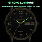 POEDAGAR Luxury Casual Top Brand Business Male Watches Date Week Waterproof Luminous Leather Dress Men's Watch Relogio Masculino