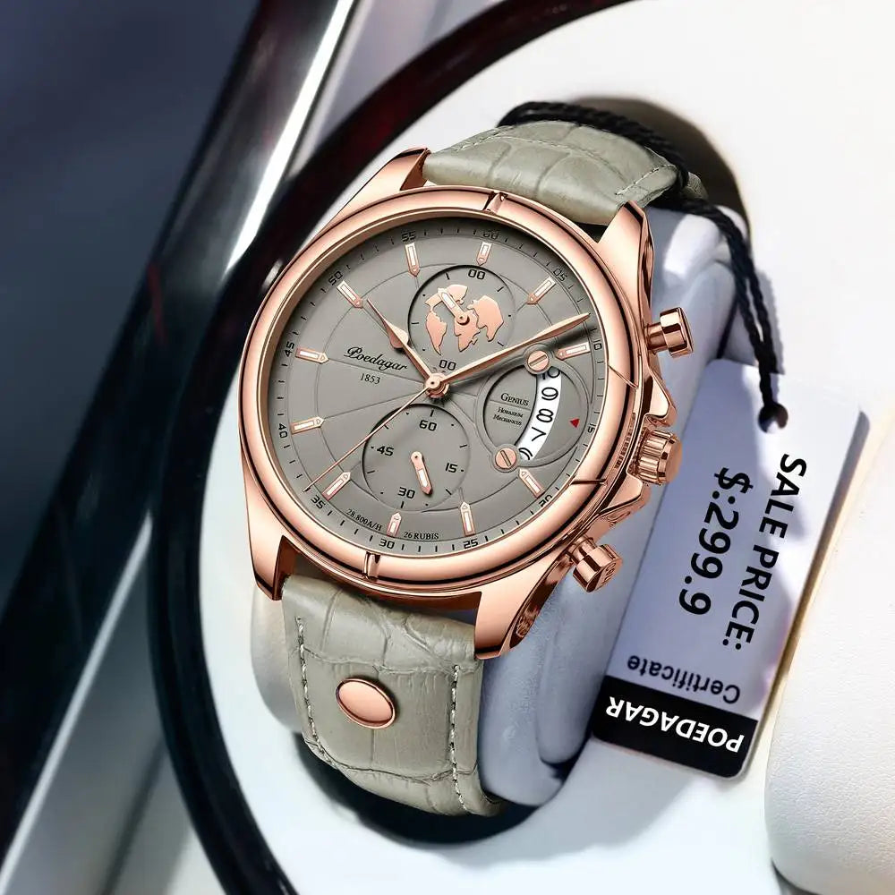 Men's Leather Strap Chronograph Watch