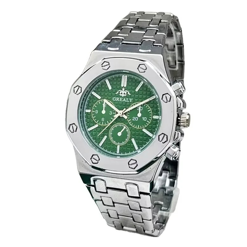 Men's Watch, Trendy Fashion Steel Belt Three-Eye Scale Quartz Watch