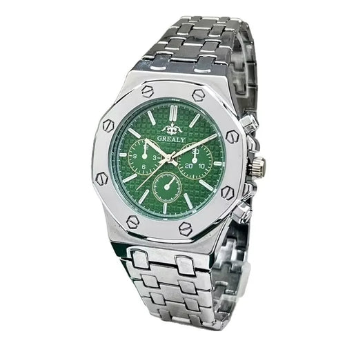 Men's Watch, Trendy Fashion Steel Belt Three-Eye Scale Quartz Watch