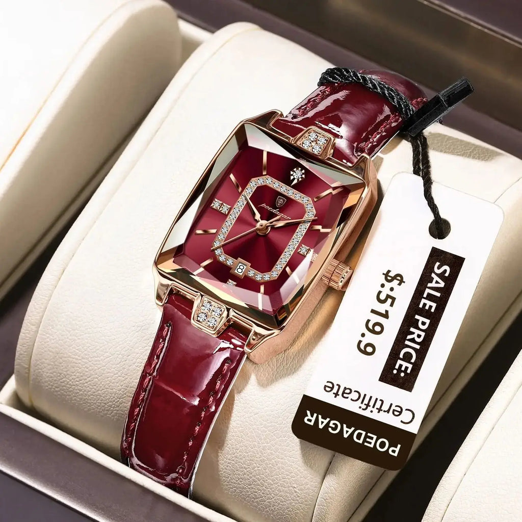 Women's Rectangle Leather Watch