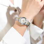 POEDAGAR Luxury Ladies Wristwatch Luminous Waterproof Date Week Woman Dress Watches Stainless Steel Women Watch Quartz Clock+Box