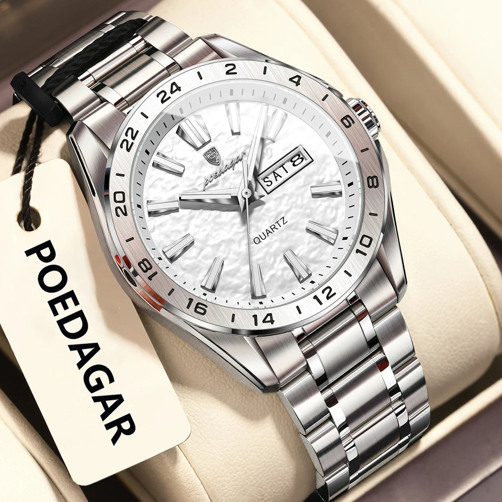 POEDAGAR Sport Luxury Man Wristwatch High Quality Waterproof Luminous Watch For Men Fashion Date Week Quartz Men's Watches Reloj