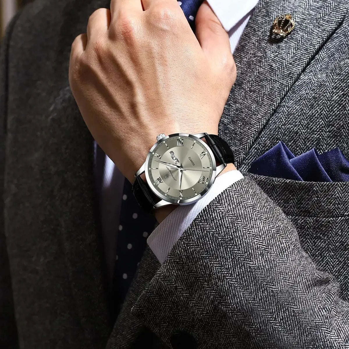 POEDAGAR Luxury Watch For Man Military Sport Leather Men Quartz Watch Waterproof Luminous Date Week Men's Watches Male Reloj+Box