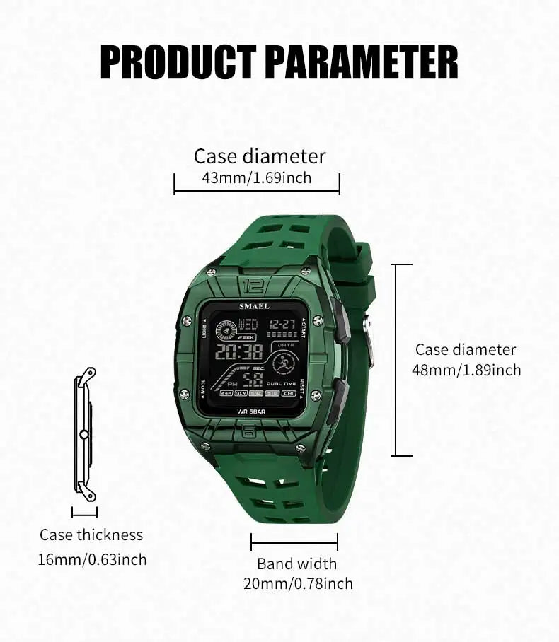 SMAEL 8127 Men's Digital Sport Watch - 50M Waterproof LED Backlight Alarm Chronograph Stopwatch