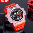 SMAEL 8007 Men’s Transparent Fashion Watch — 50-metre water resistance, LED backlight, alarm, chronograph, stopwatch